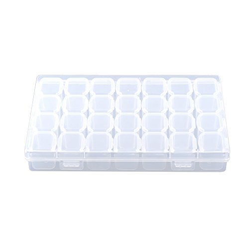 28 Grids Plastic Medicine Pill Storage Box Adjustable Jewelry Beads Container Removable Dividers Case