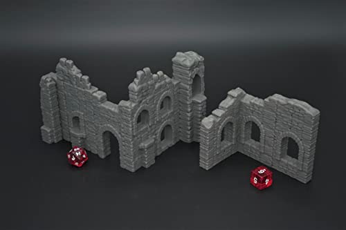 EnderToys Battle Ruined Walls, Terrain Scenery for Tabletop 28mm Miniatures Wargame, 3D Printed and Paintable