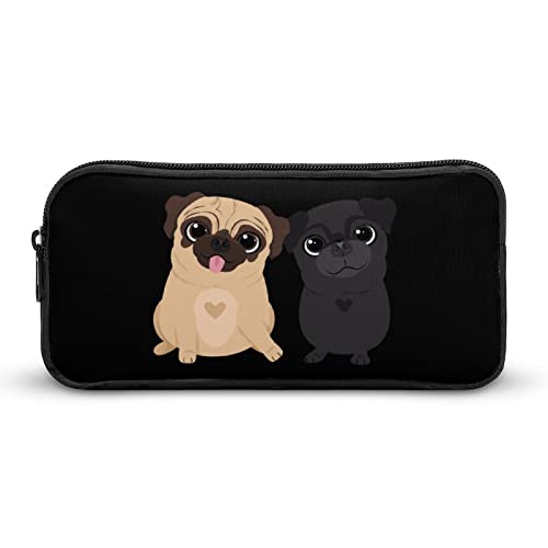 Funny Pugs Dogs Pencil Case Makeup Bag Big Capacity Pouch Organizer for Office College