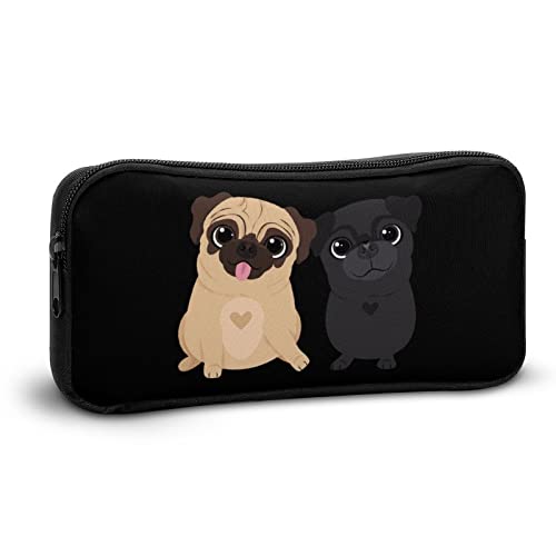 Funny Pugs Dogs Pencil Case Makeup Bag Big Capacity Pouch Organizer for Office College