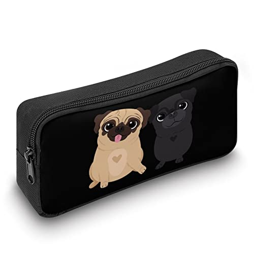 Funny Pugs Dogs Pencil Case Makeup Bag Big Capacity Pouch Organizer for Office College