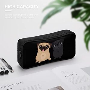 Funny Pugs Dogs Pencil Case Makeup Bag Big Capacity Pouch Organizer for Office College