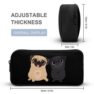 Funny Pugs Dogs Pencil Case Makeup Bag Big Capacity Pouch Organizer for Office College