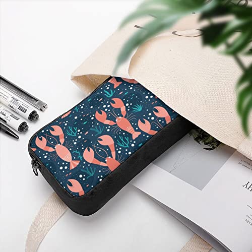 Sea Life Pattern with Lobsters Pencil Case Makeup Bag Big Capacity Pouch Organizer for Office College