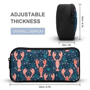 Sea Life Pattern with Lobsters Pencil Case Makeup Bag Big Capacity Pouch Organizer for Office College