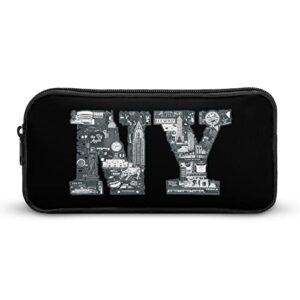i love new york city pencil case makeup bag big capacity pouch organizer for office college