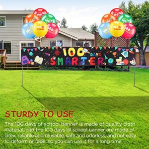 100th Day of School Banner Decoration Outdoor 100 Days Smarter Banner 100 Days School Theme Balloons Yard Backdrop Sign for Kindergarten Preschool Primary School 100th Day Party Favor Supplies