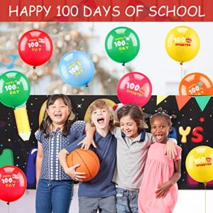 100th Day of School Banner Decoration Outdoor 100 Days Smarter Banner 100 Days School Theme Balloons Yard Backdrop Sign for Kindergarten Preschool Primary School 100th Day Party Favor Supplies