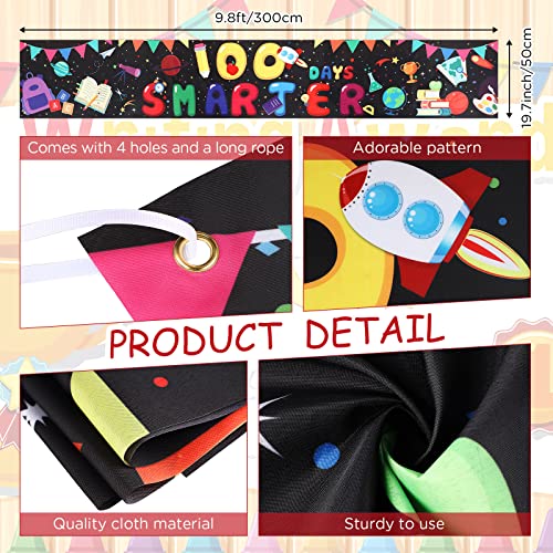 100th Day of School Banner Decoration Outdoor 100 Days Smarter Banner 100 Days School Theme Balloons Yard Backdrop Sign for Kindergarten Preschool Primary School 100th Day Party Favor Supplies