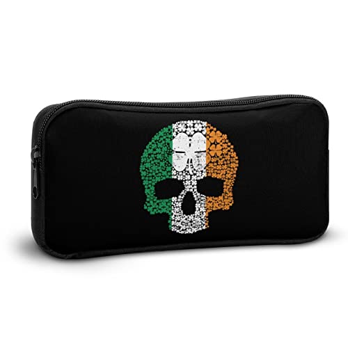 Skull Clover St Paddy St Patrick Ireland Pencil Case Makeup Bag Big Capacity Pouch Organizer for Office College