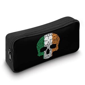 Skull Clover St Paddy St Patrick Ireland Pencil Case Makeup Bag Big Capacity Pouch Organizer for Office College