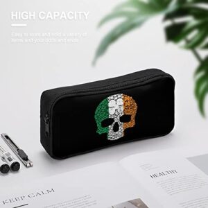 Skull Clover St Paddy St Patrick Ireland Pencil Case Makeup Bag Big Capacity Pouch Organizer for Office College