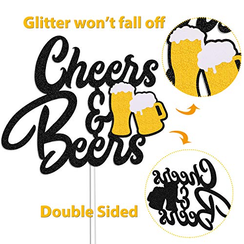 Cheers & Beers Banner with Cake Topper Circle Dots Garland for Men Women Him Her Happy Birthday Wedding Anniversary Graduation Bachelorette Engagement Retirement Hawaii Bridal Shower Party Supplies