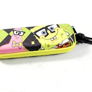 Nickelodeon Spongebob Squarepants & Patric Star Themed Eye Sun Glasses Case Color Pattern Green & Black Chequered