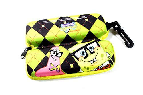 Nickelodeon Spongebob Squarepants & Patric Star Themed Eye Sun Glasses Case Color Pattern Green & Black Chequered