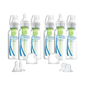 Dr. Brown's Options Plus Baby Bottles, 8 Ounce, 6 Count Plus 2 Bonus Level 2 Nipples and Sippy Spouts