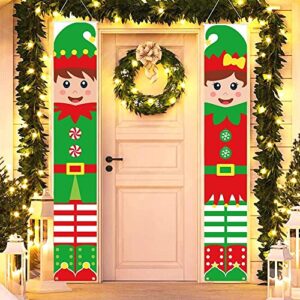 elf christmas door decorations christmas banner christmas porch sign hanging banner for xmas holiday party decor christmas outdoor indoor yard home garage wall decorations