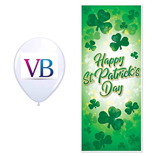 ValueBalloon Happy St. Patrick’s Day Plastic Door Cover 30” X 6’ Birthday Party Decorations Supplies