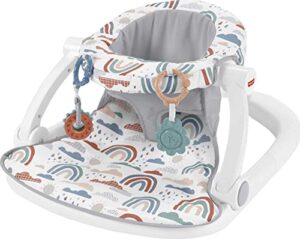 fisher-price sit-me-up floor seat â€“ rainbow showers, portable baby chair with-toys