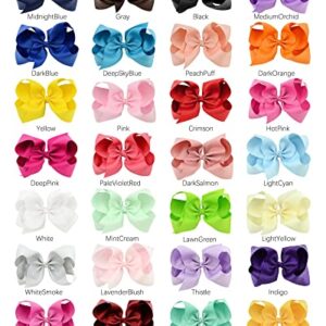 Choicbaby 28pcs 6 Inches Grosgrain Ribbon Hair Bows Large Hair Bows Alligator Clips Hair Accessories for Baby Girls Toddlers Teens