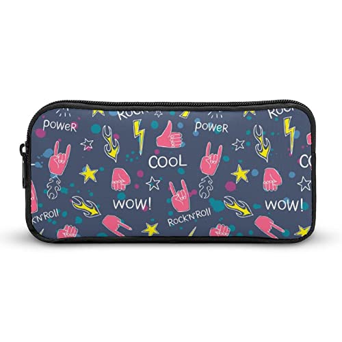 Colorful Rock Hands Pencil Case Makeup Bag Big Capacity Pouch Organizer for Office College