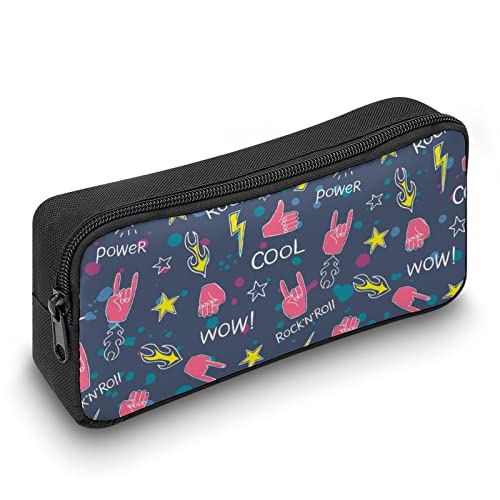 Colorful Rock Hands Pencil Case Makeup Bag Big Capacity Pouch Organizer for Office College