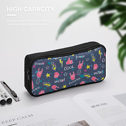 Colorful Rock Hands Pencil Case Makeup Bag Big Capacity Pouch Organizer for Office College