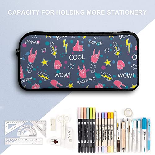 Colorful Rock Hands Pencil Case Makeup Bag Big Capacity Pouch Organizer for Office College