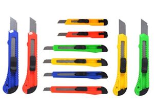 ezthings® 10 heavy duty box cutters openers utility knives with snap off blades (variety knife set)