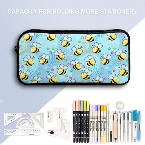 Cute Bees Pencil Case Makeup Bag Big Capacity Pouch Organizer for Office College