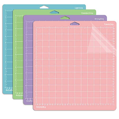 4pcs Replacement Cutting Mat for Cricut Maker/Explore Air 2/ Air/One 12x12 Inch Cutting Mat StandardGrip LightGrip StrongGrip FabricGrip Adhesive&Sticky Non-Slip Flexible Square Gridded Cut Mats