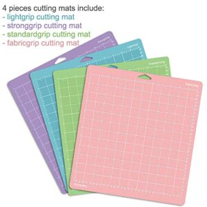 4pcs Replacement Cutting Mat for Cricut Maker/Explore Air 2/ Air/One 12x12 Inch Cutting Mat StandardGrip LightGrip StrongGrip FabricGrip Adhesive&Sticky Non-Slip Flexible Square Gridded Cut Mats