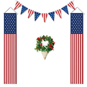 fourth/4th of july decorations outdoor, american flag banner, patriotic decorations wreaths for front door, fourth/4th of july banner, independence day decorations, july 4th decorations for outside