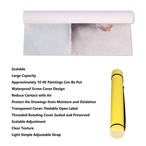 Blueprint Tube, Poster Storage Tube Waterproof Moistureproof Large Capacity Environmentally Friendly Plastic with Strap for Outdoor for Storage for Travel(Yellow)