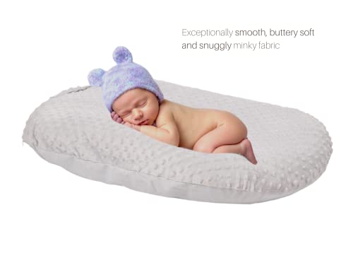 Mila Millie Water Resistant Removable Cover for Newborn Lounger | Minky Sensory Touch Slipcover for Baby Floor Seat | Premium Quality Soft Wipeable Fabric | Hypoallergenic (Fog)