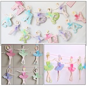 Abaodam 2 Sets Happy Birthday Banner Ballerina Dance Banner Ballet Girls Garland Bunting Banner for Kids Girls Birthday Baby Shower Bridal Shower Party Decorations