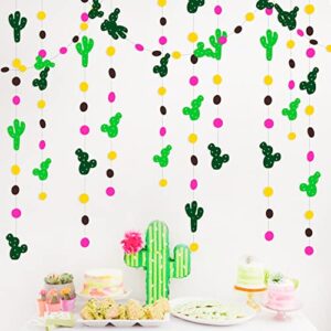 40ft cactus party decorations yellow brown hot pink polka dot garlands green cactus streamer for summer succulent cactus llama birthday tropical mexican fiesta cinco de mayo mariachi party decorations