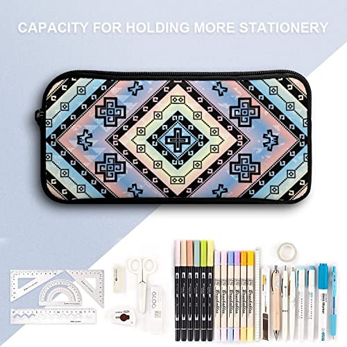 Abstract Aztecs Pencil Case Makeup Bag Big Capacity Pouch Organizer for Office College