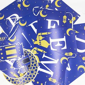 PTFNY Ramadan Kareem Banner Muslim Ramadan Mubarak Bunting Banner Garland Ramadan Kareem Decorations for Islamic Ramadan Eid Festival Celebration Mantle Fireplace Wall Party Decorations