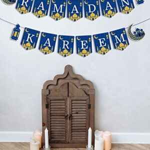 PTFNY Ramadan Kareem Banner Muslim Ramadan Mubarak Bunting Banner Garland Ramadan Kareem Decorations for Islamic Ramadan Eid Festival Celebration Mantle Fireplace Wall Party Decorations