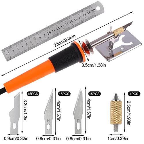 67Pcs Electric Hot Knife Cutter Tool Set, Hot Knife Multipurpose Stencil Cutter with Metal Stand, 60 Pieces Blades,110V