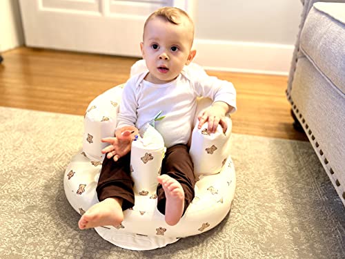 Baby Inflatable Seat for Babies 3-36 Months, Built in Air Pump Infant Back Support Sofa, Infant Support Seat Toddler Chair for Sitting Up, Baby Shower Chair Floor Seater Gifts (Bear Cub)