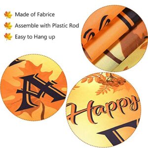 Welcome Fall Harvest Decoration Porch Sign Banner Happy Fall Y'all Autumn Door Sign Pumpkin Maple Leaf for Fall Party Thanksgiving Decoration Garden Yard (Orange Happy Fall Y'all)