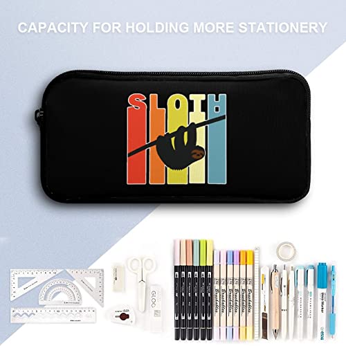 Cute Retro Sloth Pencil Case Makeup Bag Big Capacity Pouch Organizer for Office College