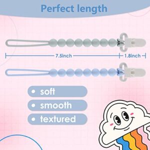 Silicone Pacifier Clip, 4 Pack One Piece Beads Pacifier Clip Holder for Baby Boys Girls, Flexible Pacifier Clips for Baby Essentials, Safe for Newborns, Teething Relief, Rust-Free Holder Clip