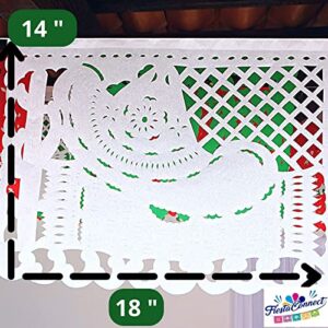 Mexican Independence Day Party Banners Tri-color (Red, green and white), Papel Picado for Fiestas Patrias 83 feet total, Pre assembled on string for easy hanging