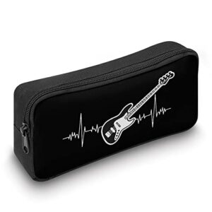 Bass Guitar Heartbeat Pencil Case Makeup Bag Big Capacity Pouch Organizer for Office College