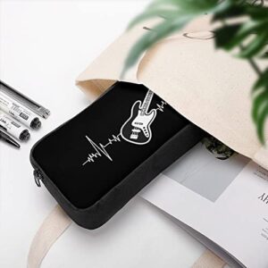 Bass Guitar Heartbeat Pencil Case Makeup Bag Big Capacity Pouch Organizer for Office College