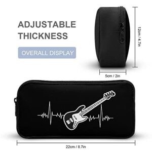 Bass Guitar Heartbeat Pencil Case Makeup Bag Big Capacity Pouch Organizer for Office College