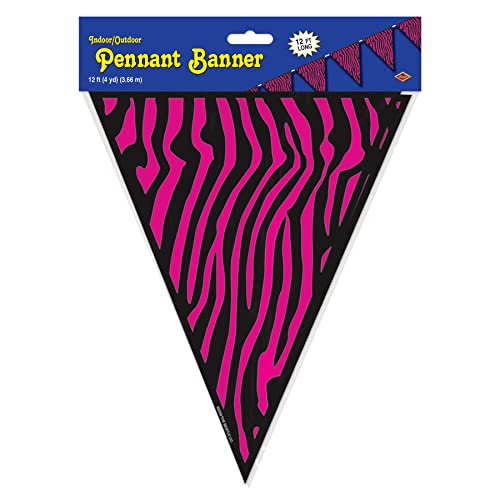 Beistle Zebra Print Pennant Banner, 10-Inch by 12-Feet